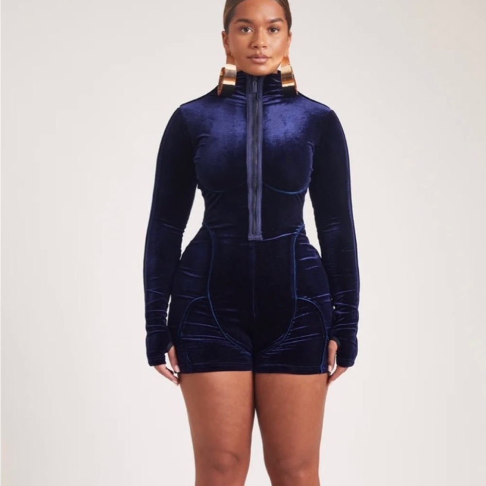 BBXBrand | Blue Velvet Playsuit‎